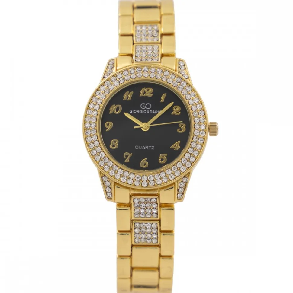 Jolie Montre Femme Métal Doré Strass GIORGIO