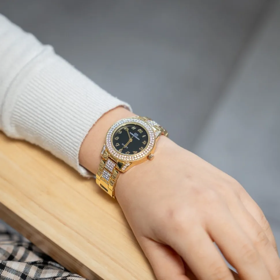 Jolie Montre Femme Métal Doré Strass GIORGIO