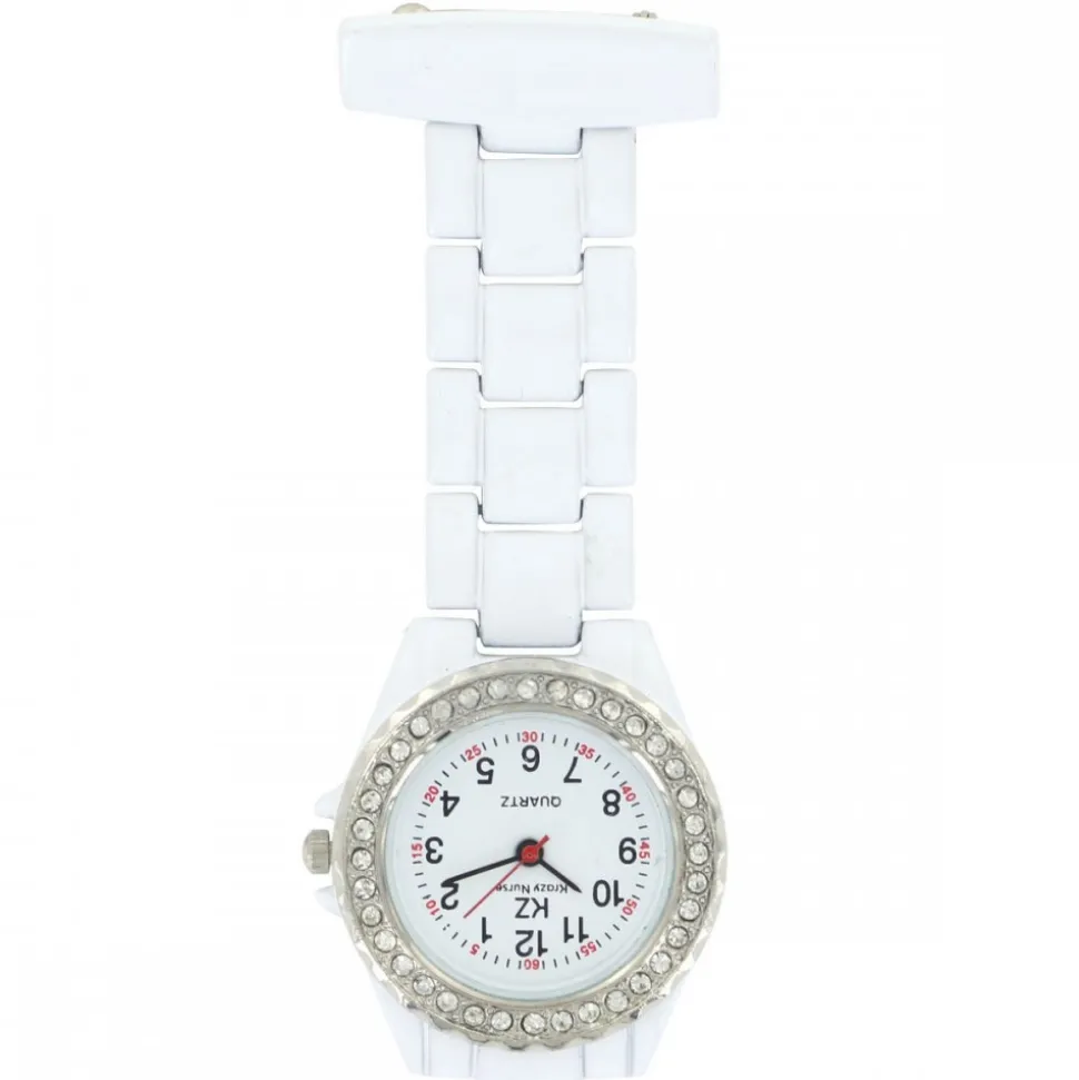 Jolie Montre Infirmière Métal Blanc KRAZY