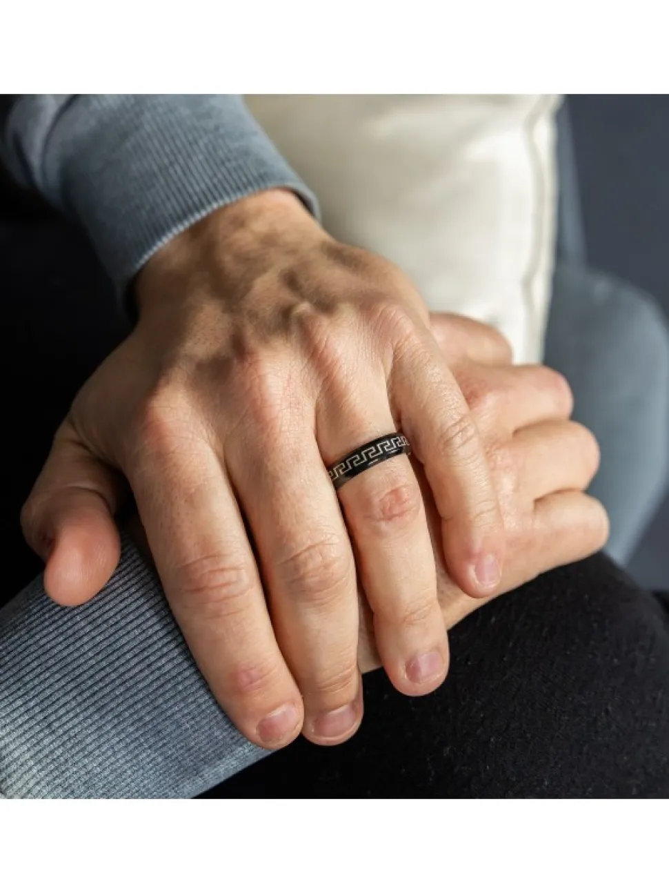 Magnifique Bague Anneau Homme Acier Noir