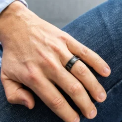 Magnifique Bague Anneau Homme Acier Noir