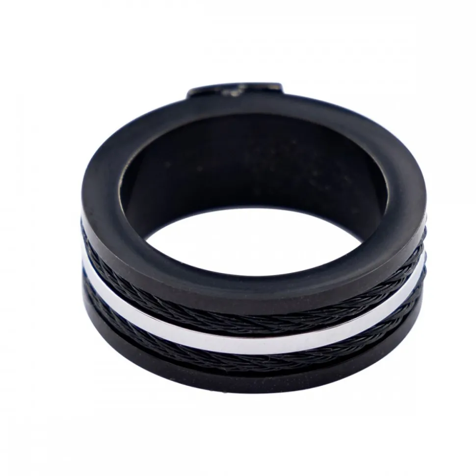 Magnifique Bague Anneau Homme Acier Noir