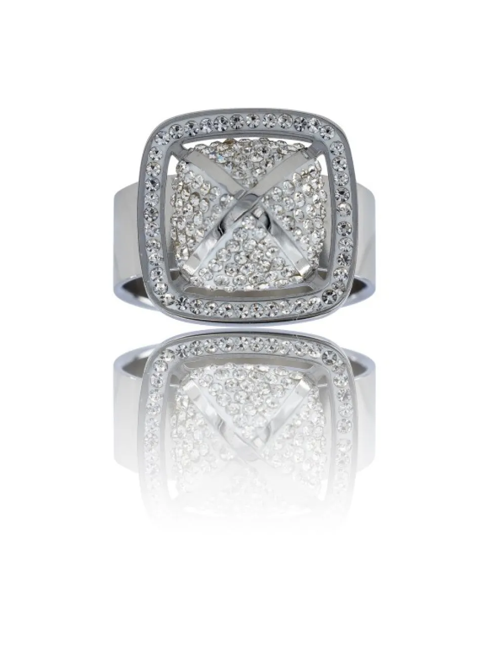 Magnifique Bague Femme Acier Ornée Zirconium