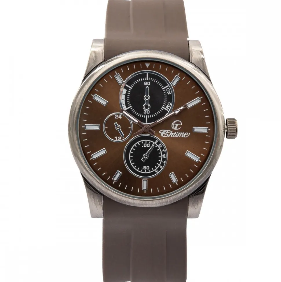 Montre Fashion Homme Silicone Marron CHTIME