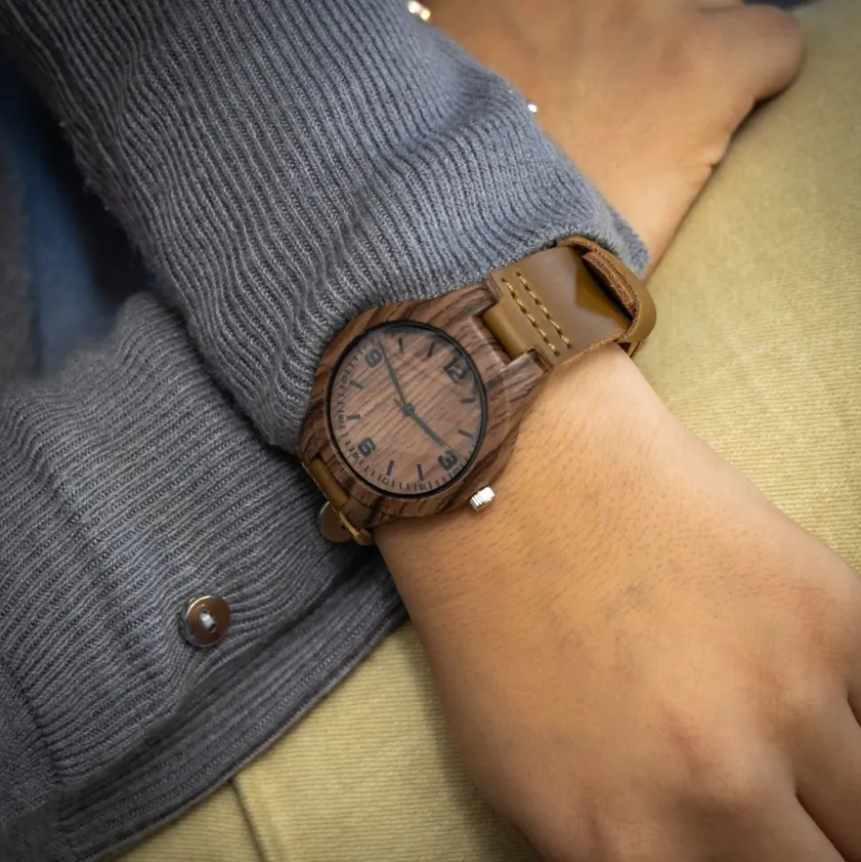Montre Fashion pour Femme Marron Bois CHTIME