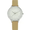 Montre Femme Caramel Relief Fleur Strass MICHAEL JOHN 759