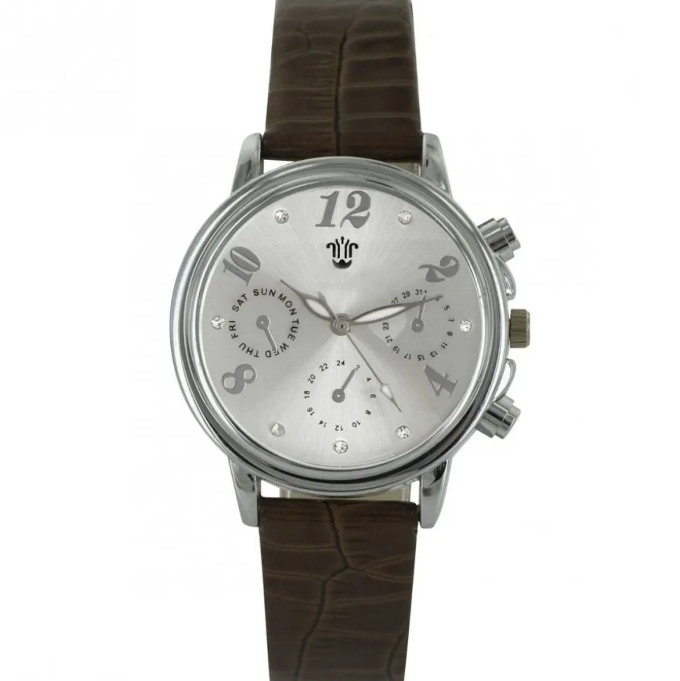 Montre Femme Couleur Marron Strass Style Chrono BELLOS