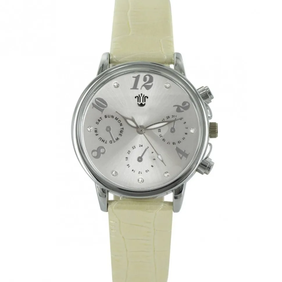 Montre Femme crème Strass Style Chrono BELLOS