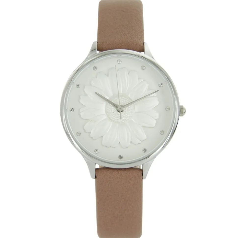 Montre Femme Marron Rosé Relief Fleur Strass MICHAEL JOHN 725