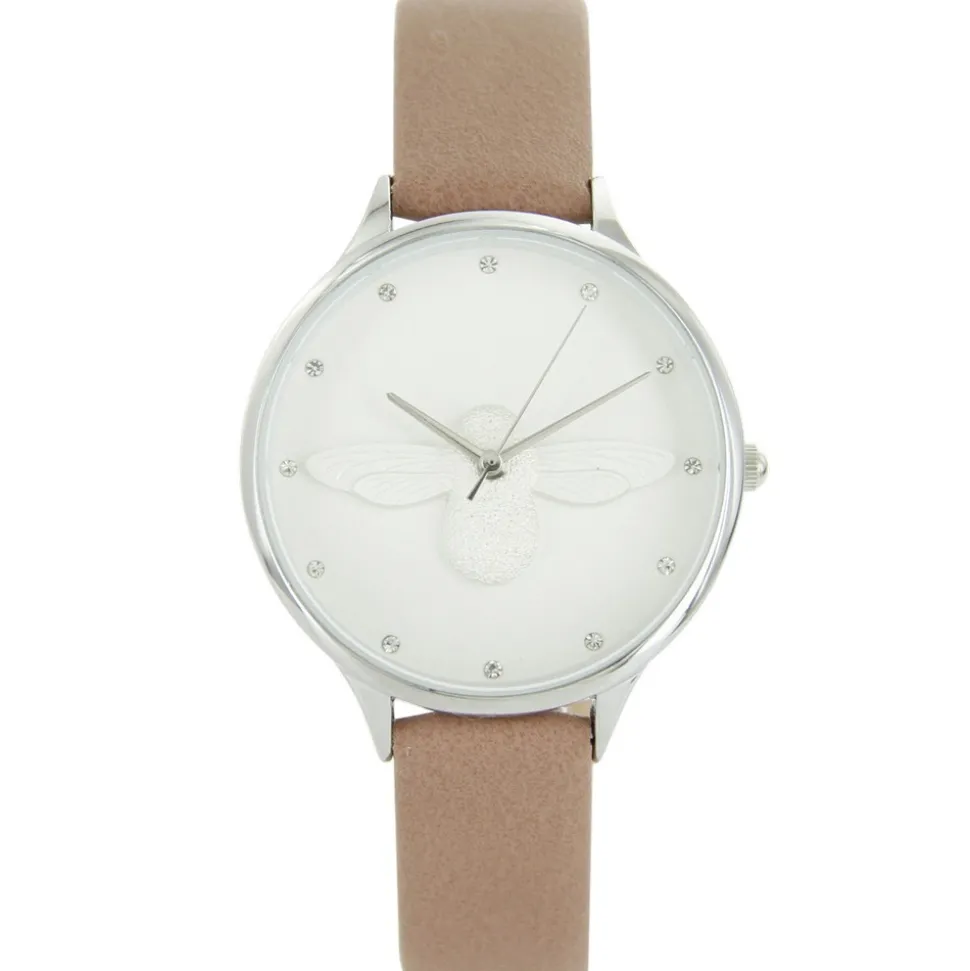 Montre Femme Marron Rosé Relief Abeille Strass MICHAEL JOHN 624