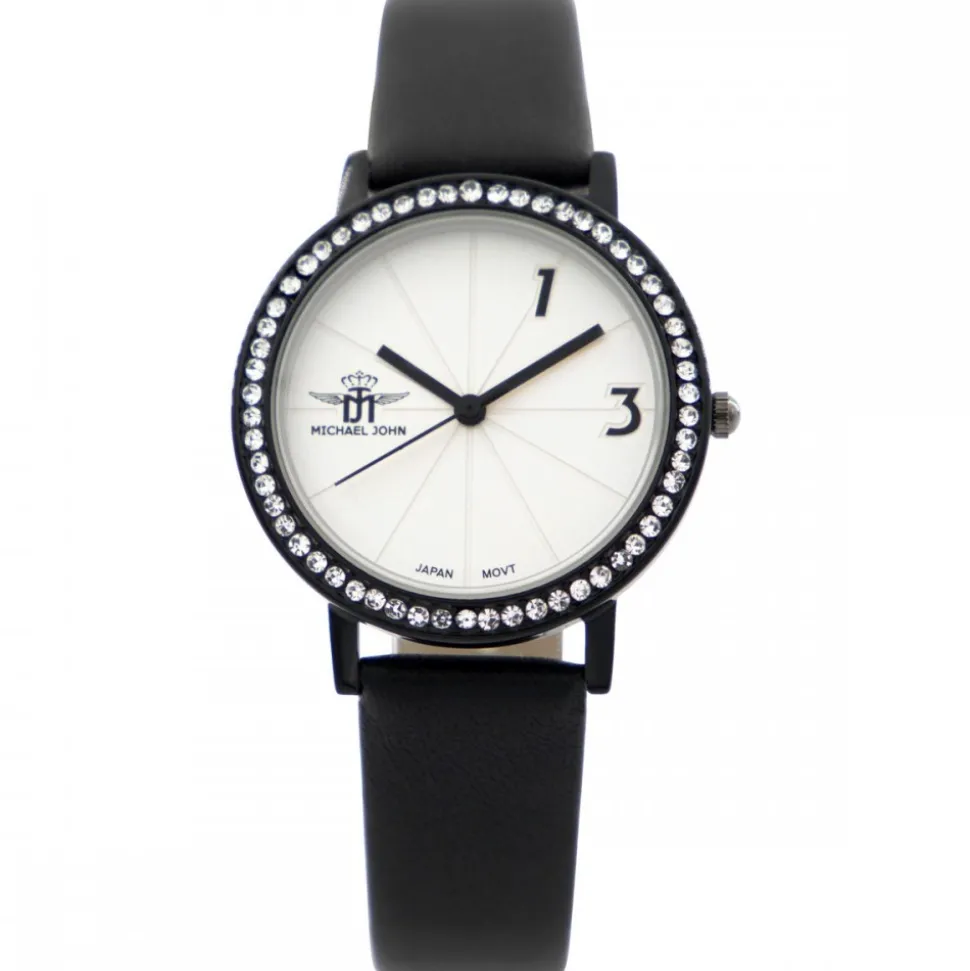 Montre Femme Noir avec Strass M. JOHN