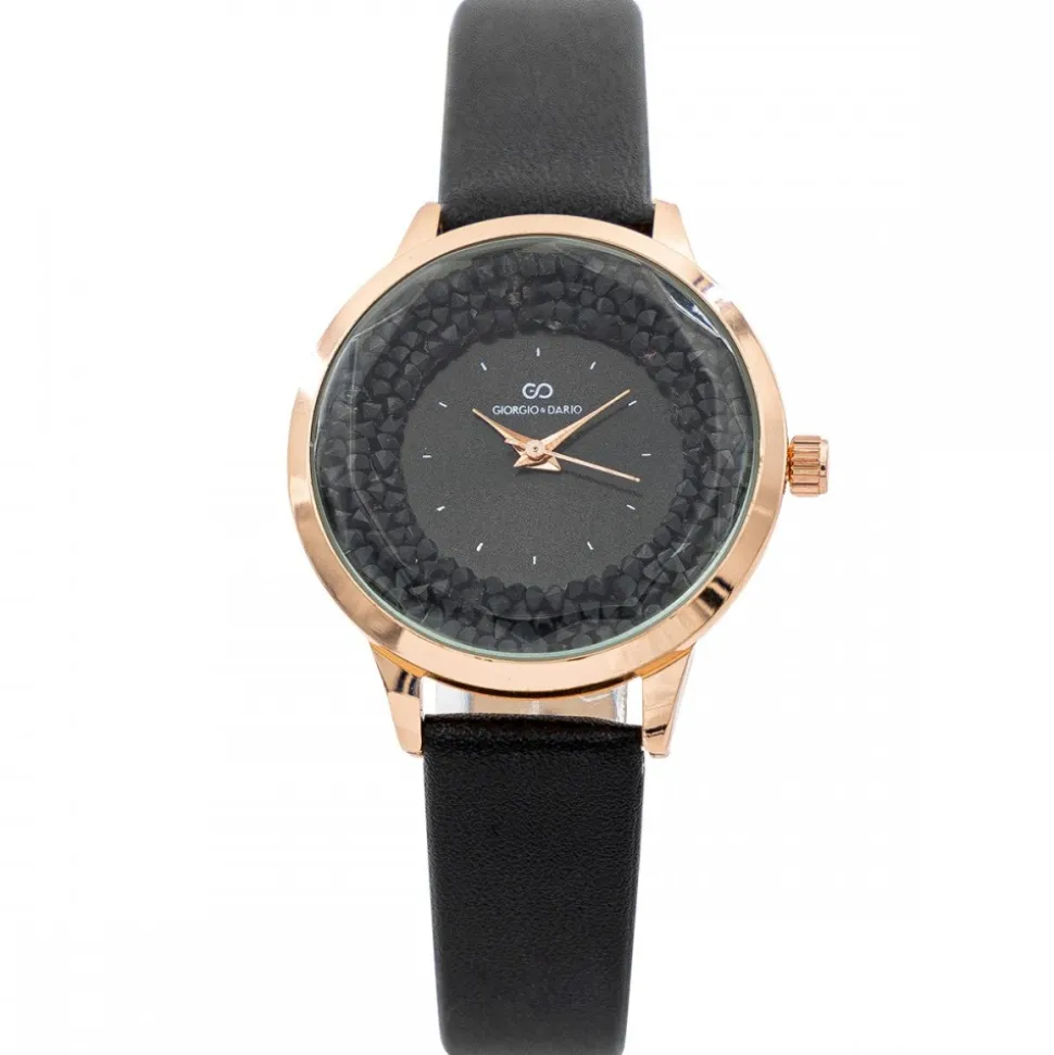 Montre Femme Noir avec Strass GIORGIO