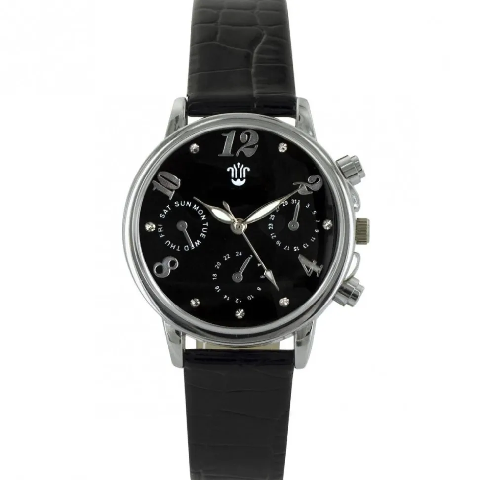 Montre Femme Noir Strass Style Chrono BELLOS 1256