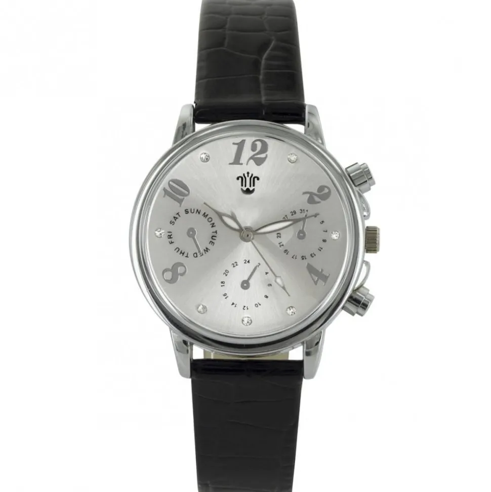Montre Femme Noir Strass Style Chrono BELLOS 1248