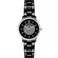 Montre Femme ornée Cristaux Swarovski® Céramique Noire Louise Pearl LP34