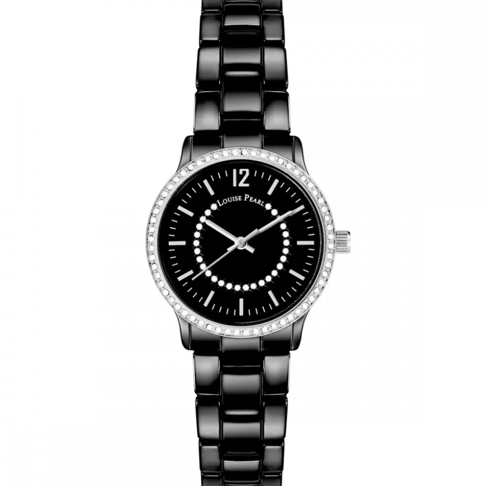 Montre Femme ornée Cristaux Swarovski® Céramique Noire Louise Pearl