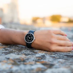 Montre Femme ornée Cristaux Swarovski® Céramique Noire Louise Pearl