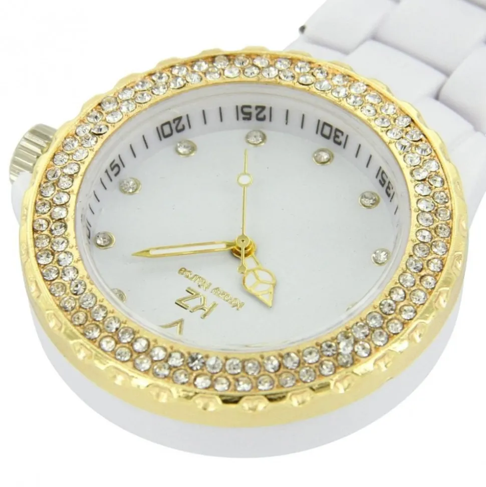Montre Fun Infirmière Plastique Blanc Doré Strass KRAZY 33