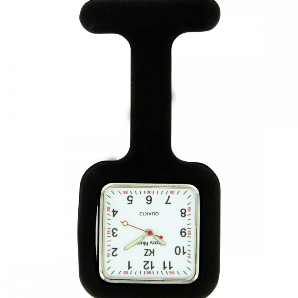 Montre Infirmière Aide-Soignante en Silicone Noir Carré