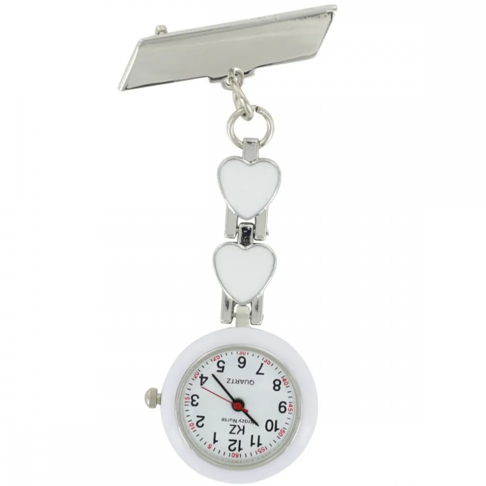 Montre Infirmière Coeur en Métal Blanc KRAZY