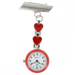 Montre Infirmière Coeur Métal Couleur Rouge KRAZY