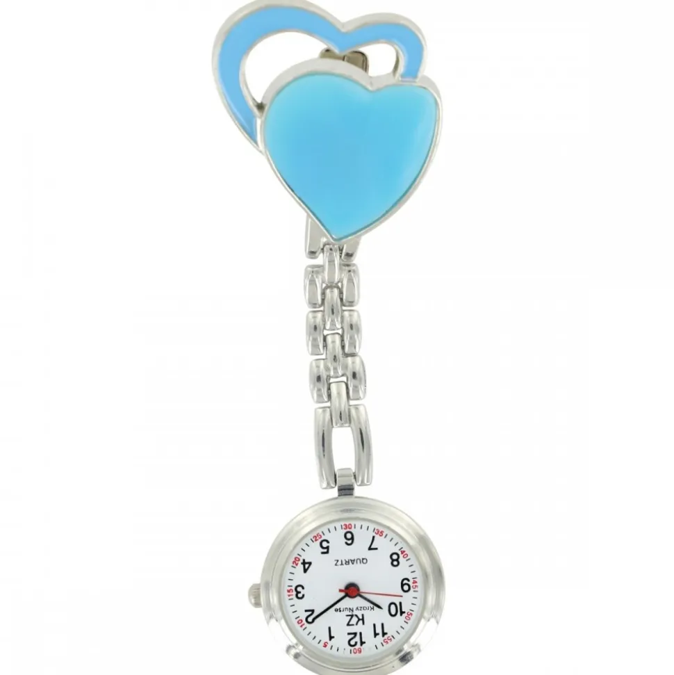 Montre Infirmière en Métal Cœur Bleu KRAZY