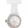 Montre Infirmière en Plastique Blanc Rosé Strass KRAZY 11