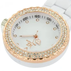Montre Infirmière en Plastique Blanc Rosé Strass KRAZY 11