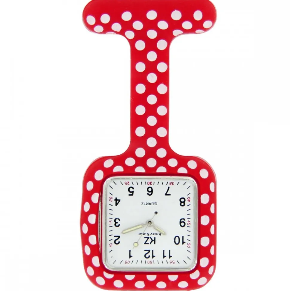 Montre Infirmière Fun Silicone Rouge Pois KZ