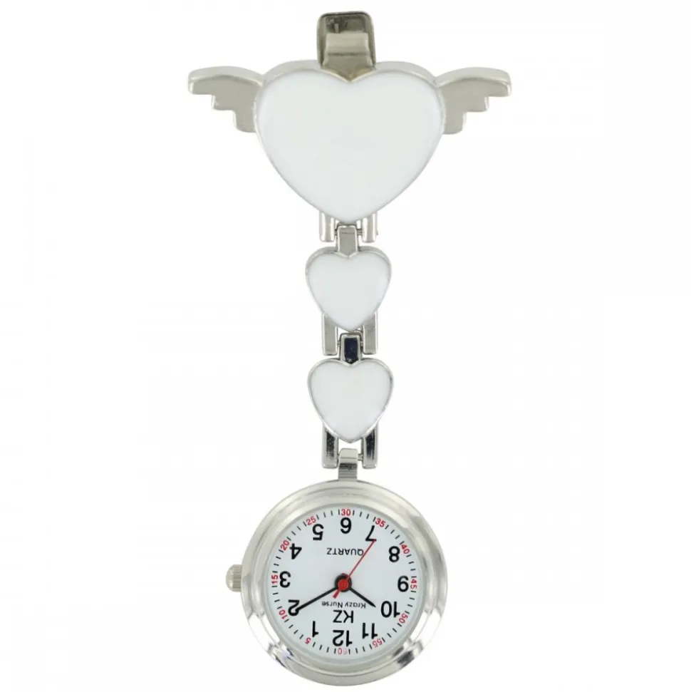 Montre Infirmière Métal Cœur Blanc KRAZY