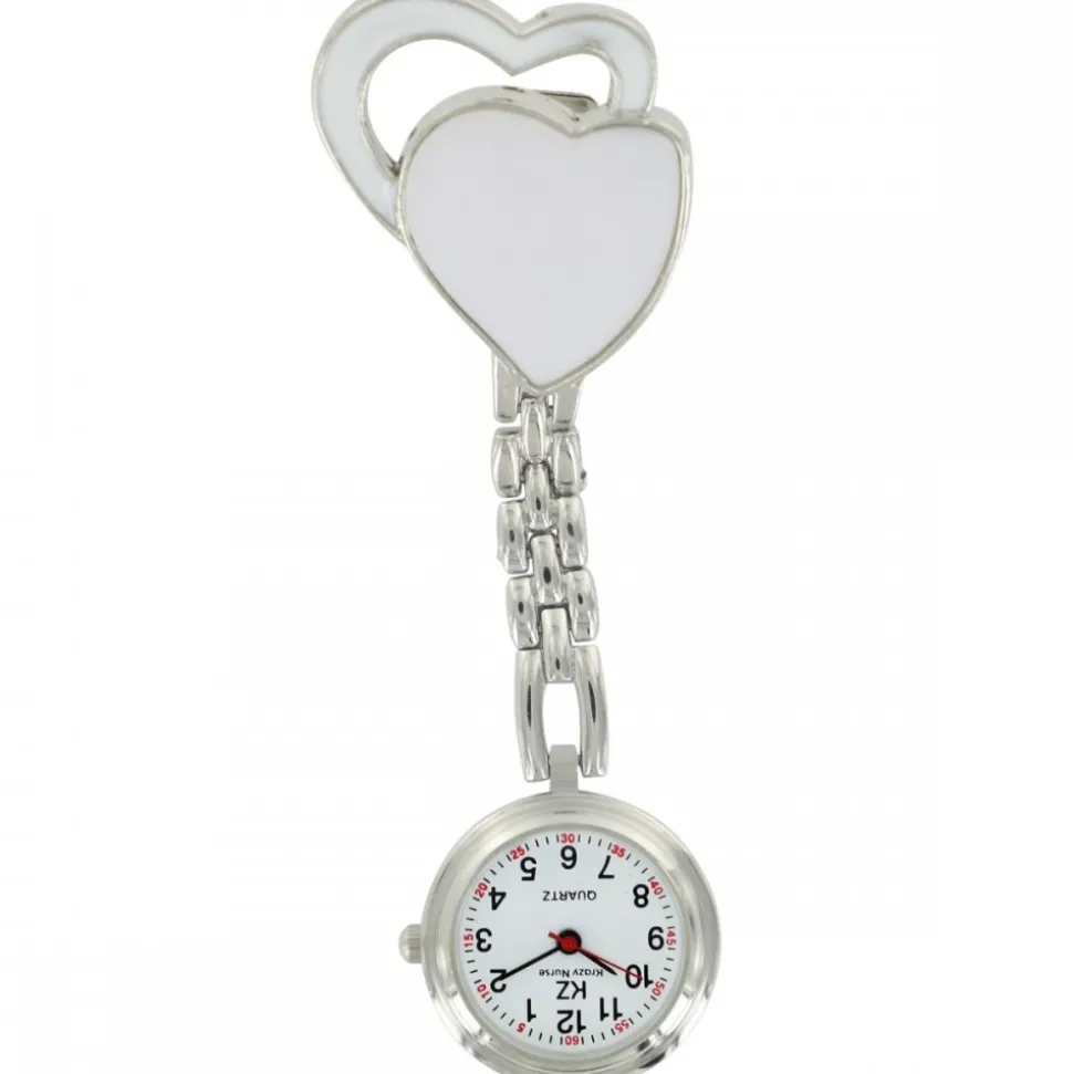 Montre Infirmière Métal Cœur Blanc KRAZY