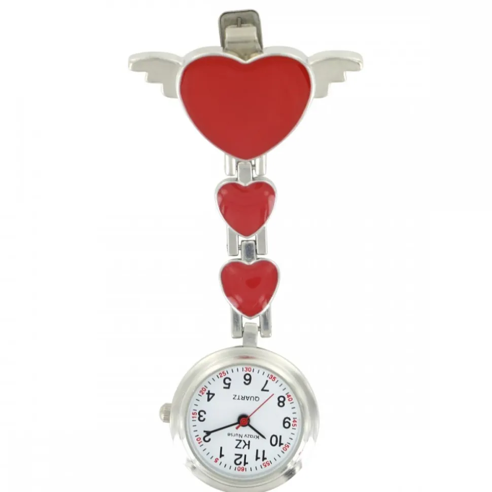 Montre Infirmière Métal Cœur Rouge KRAZY