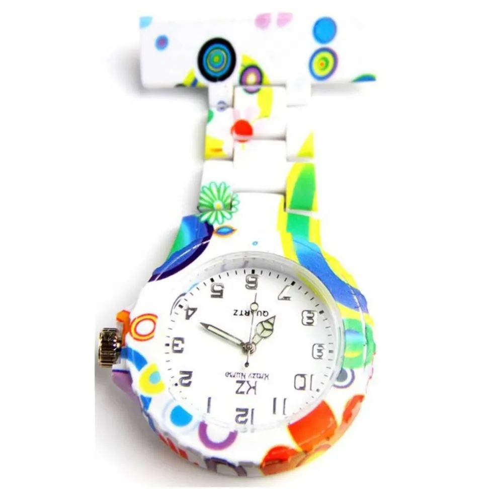 Montre Infirmière Originale Plastique Bulles Fleurs KZ 153