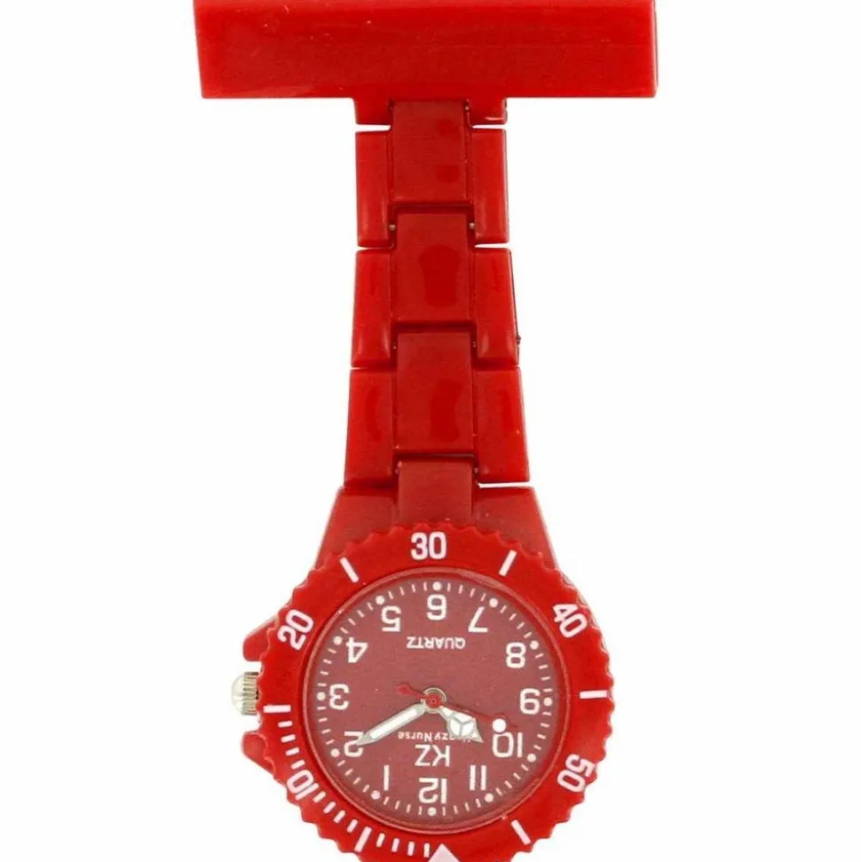 Montre infirmière Plastique Rouge broche 104