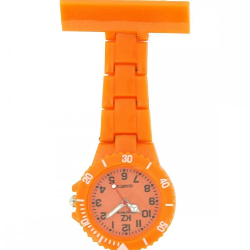 Montre infirmière Plastique Orange broche 18