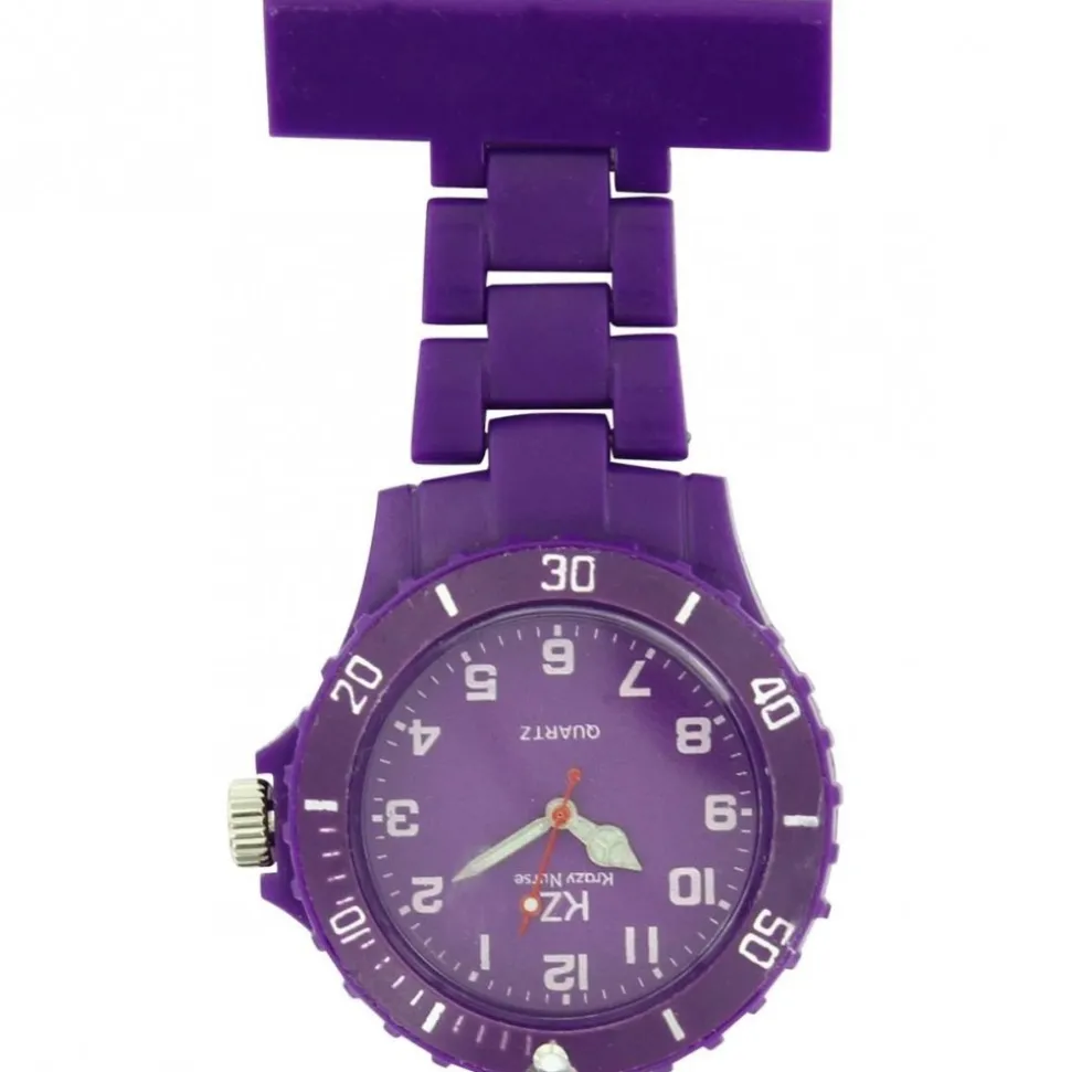 Montre infirmière Plastique Mauve broche 85