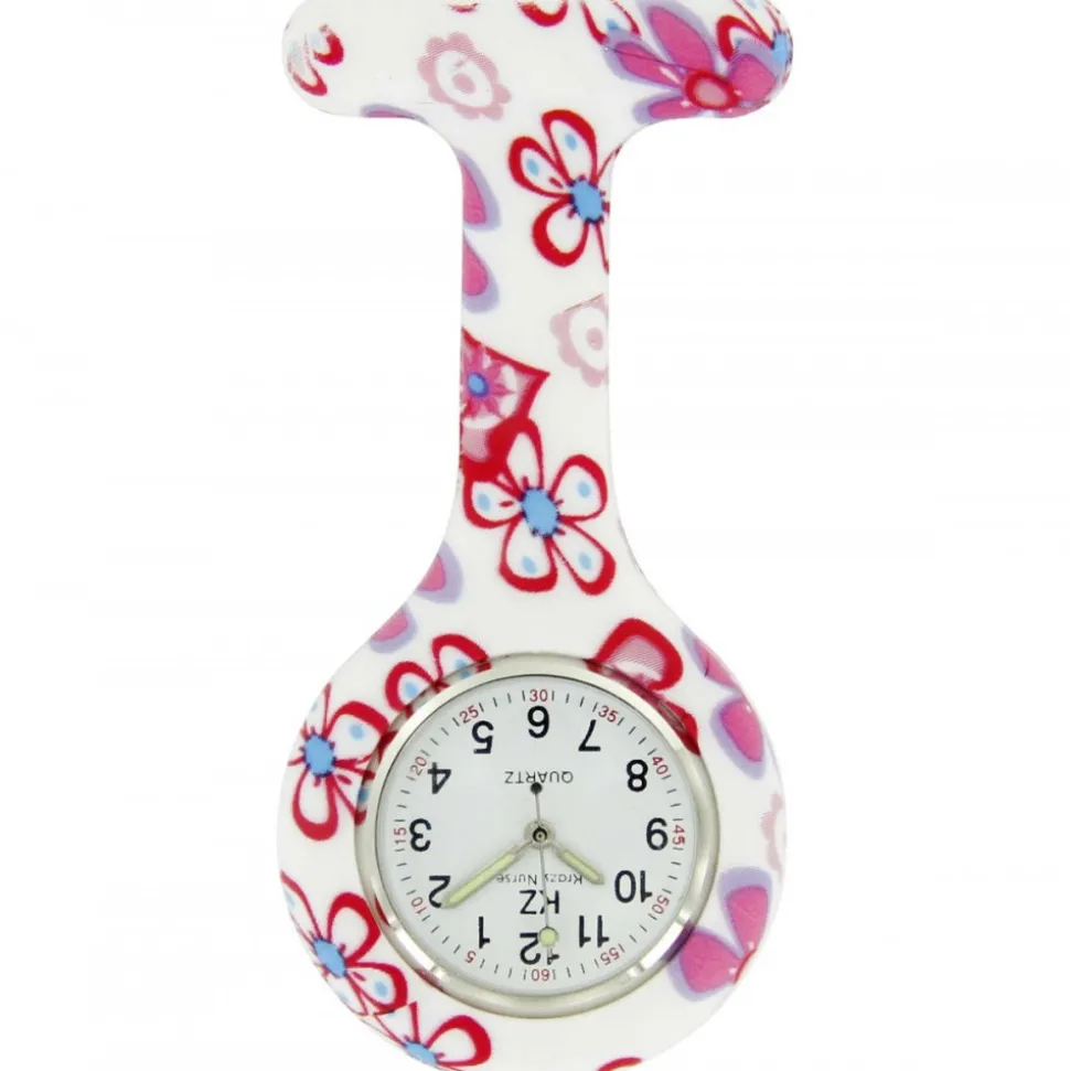 Montre Infirmière Sympa Blanc Fleurs KZ