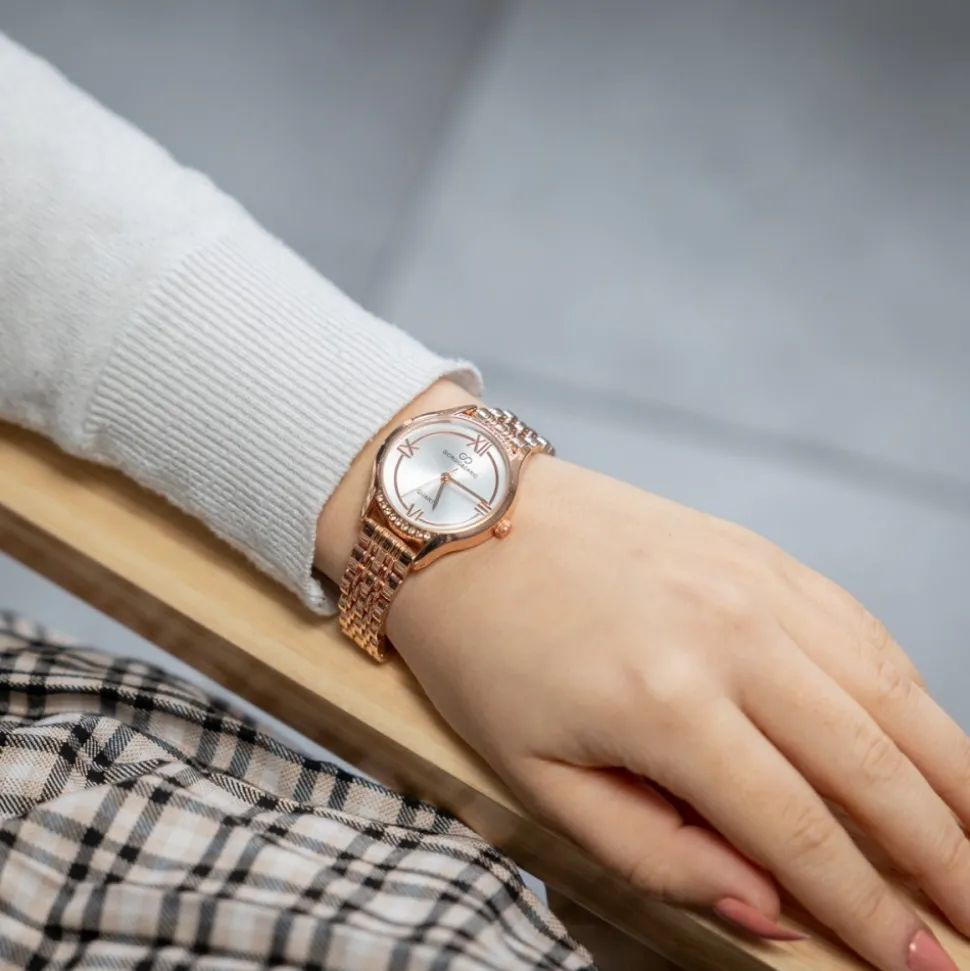Montre pour Femme en Métal Rosé Strass GIORGIO