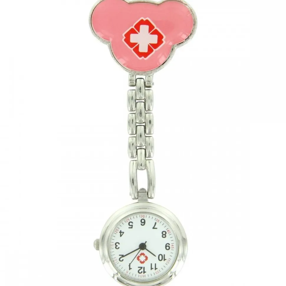 Montre Pour Infirmière Acier Inoxydable Rose Pince 22