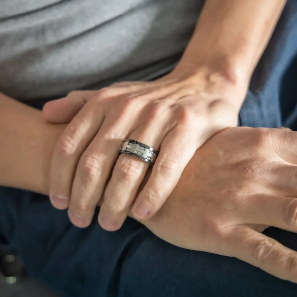 Spendide Bague Anneau Homme Acier Couleur Noir