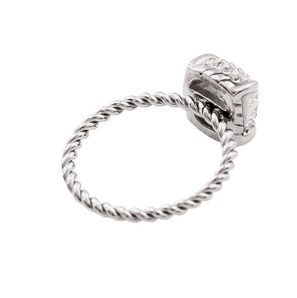 Sublime Bague Femme Acier Ornée Zirconium