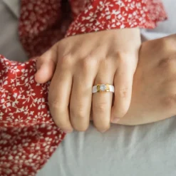 Sublime Coffret Bague Femme Céramique Ornée de Zirconium