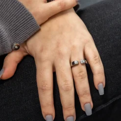 Superbe Bague Femme Acier Ornée Zirconium