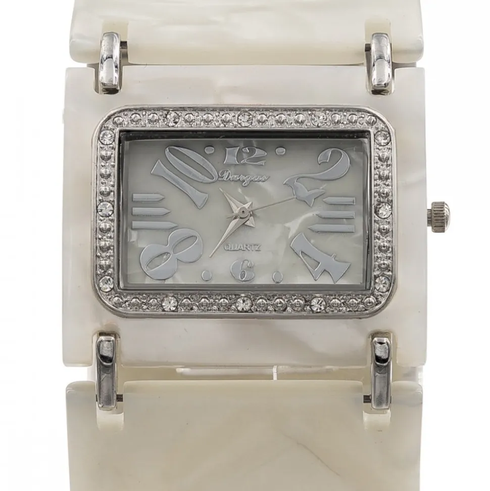 Superbe Montre Femme Métal Plastique Blanc Ivoire CHTIME