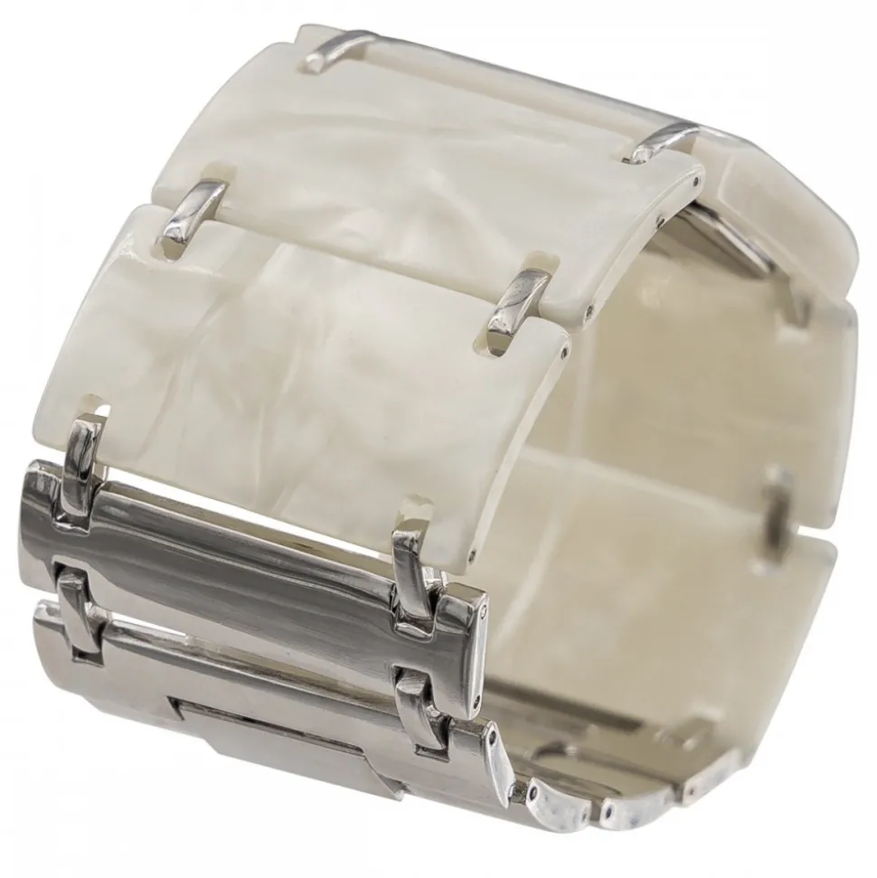 Superbe Montre Femme Métal Plastique Blanc Ivoire CHTIME