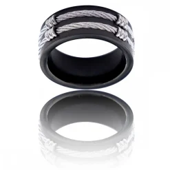 Très Belle Bague Anneau Homme Acier Noir
