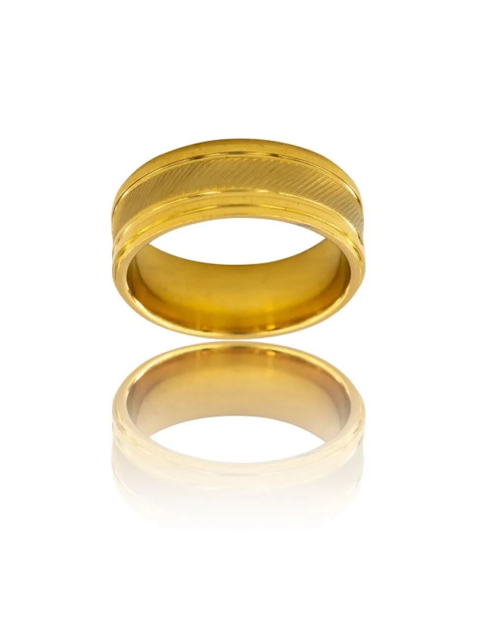 Très Belle Bague Anneau Homme Acier Doré