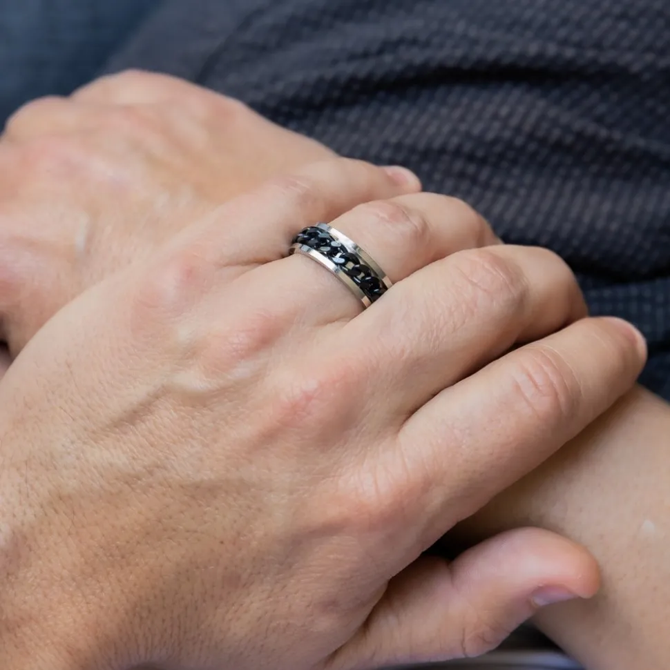 Très Belle Bague Anneau Homme Acier TAXUS