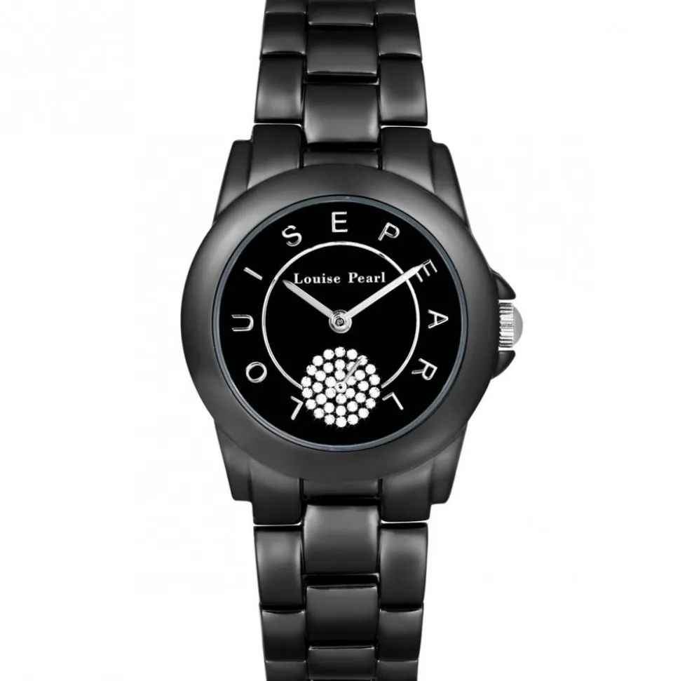 Très Belle Montre Femme Louise Pearl ornée de Cristaux Swarovski® Noir