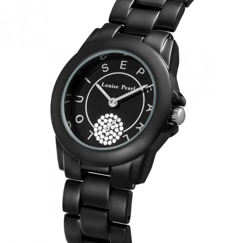 Très Belle Montre Femme Louise Pearl ornée de Cristaux Swarovski® Noir